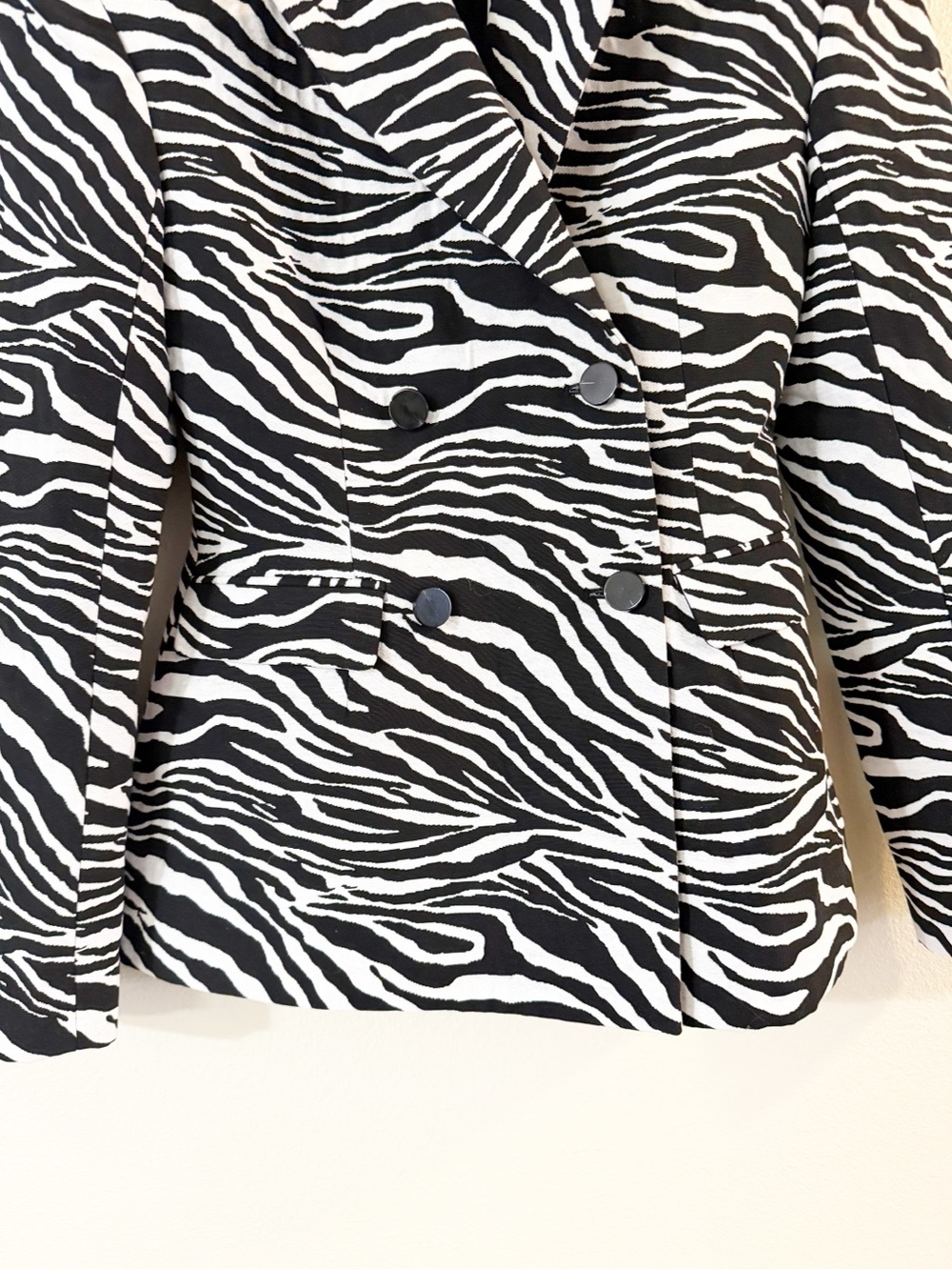 Naked Wardrobe Suiting Zebra Animal Print Jacquard Blazer Dress Jacket Small NEW - Picture 13 of 13